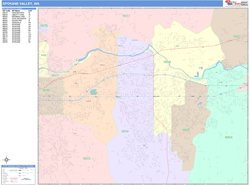Spokane Valley Wall Map Color Cast Style 2024
